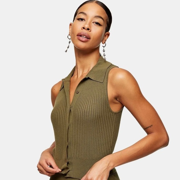 NWT Topshop Button Down Knit Polo - Picture 3 of 7